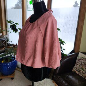 STYLIVE Balloon Sleeve/Balloon Hem Bubble Crop Top Dusty Pink